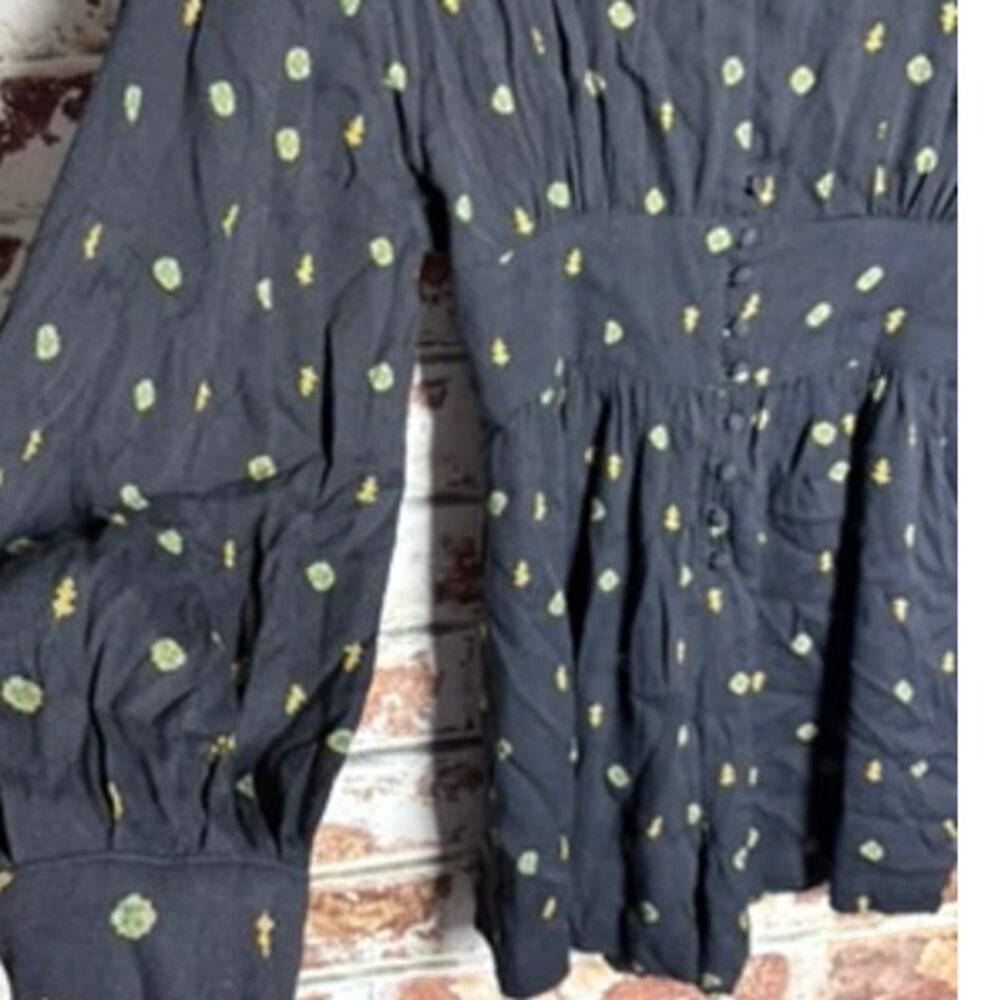 NWT Free People Love Grows Front Button Long Sleeve Romper Black Floral - Picture 9 of 15